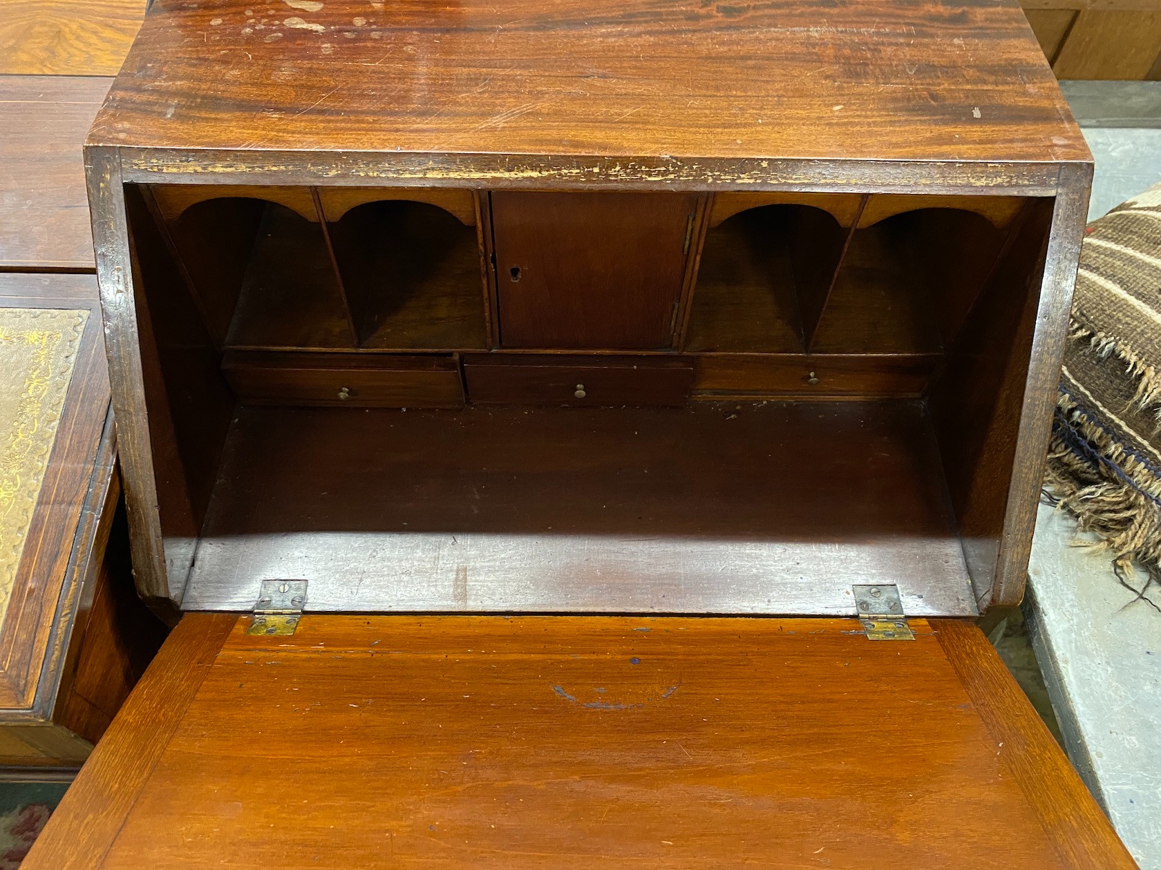 A small George III style mahogany bureau, width 61cm, depth 46cm, height 96cm